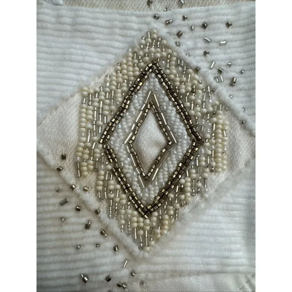Polo Ralph Lauren Size 26 The Avery Boyfriend Patchwork Jeans‎ Ivory Cropped